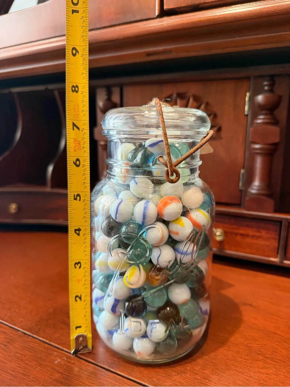 Vintage Marbles - Ball Mason Jar Filled with Colorful Glass Marbles